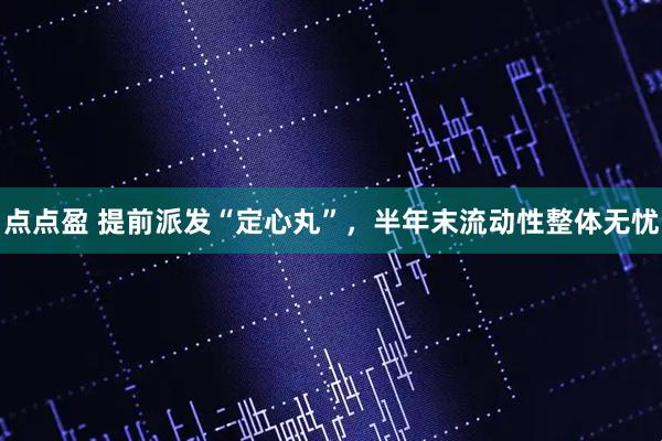 点点盈 提前派发“定心丸”，半年末流动性整体无忧